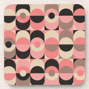 Mid-Century Modern Pink Pattern Beverage Coaster