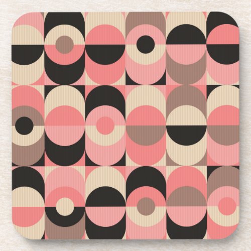 Mid_Century Modern Pink Pattern Beverage Coaster