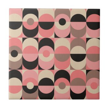 Mid-century Modern Pink Pattern Ceramic Tile by trendzilla at Zazzle