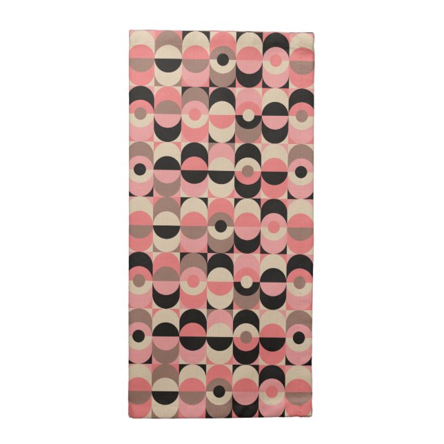 Mid-Century Modern Pink Pattern Cloth Napkin (Half Fold)