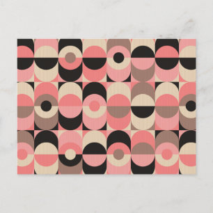 Mid-Century Modern Pink Pattern Holiday Postcard
