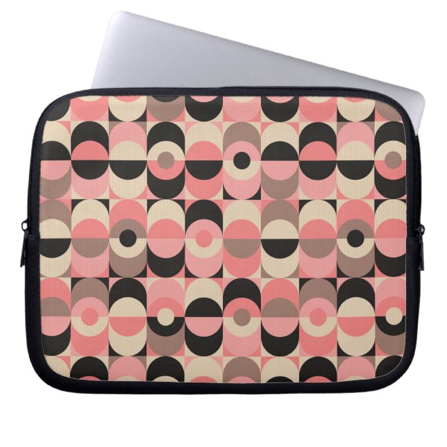 Mid-Century Modern Pink Pattern Laptop Sleeve (Front)