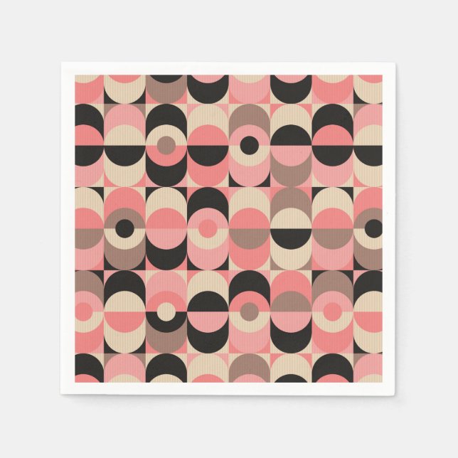 Mid-Century Modern Pink Pattern Napkins (Front)