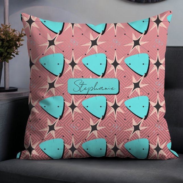 Mid Century Modern Pink Pattern Throw Pillow (Creator Uploaded)