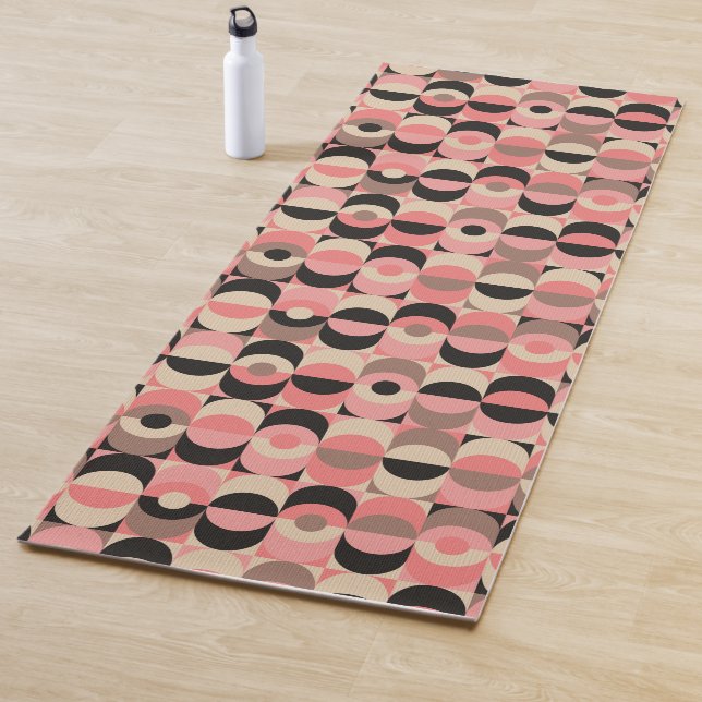 Mid-Century Modern Pink Pattern Yoga Mat (In Situ)