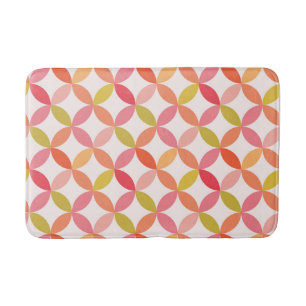 Mid century modern pink red orange Circles  Bath Mat