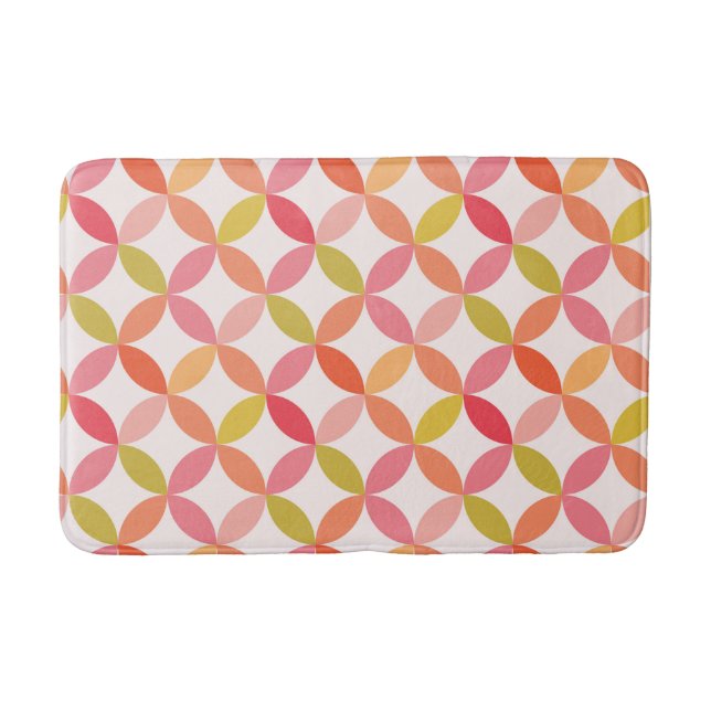 Mid century modern pink red orange Circles  Bath Mat (Front)
