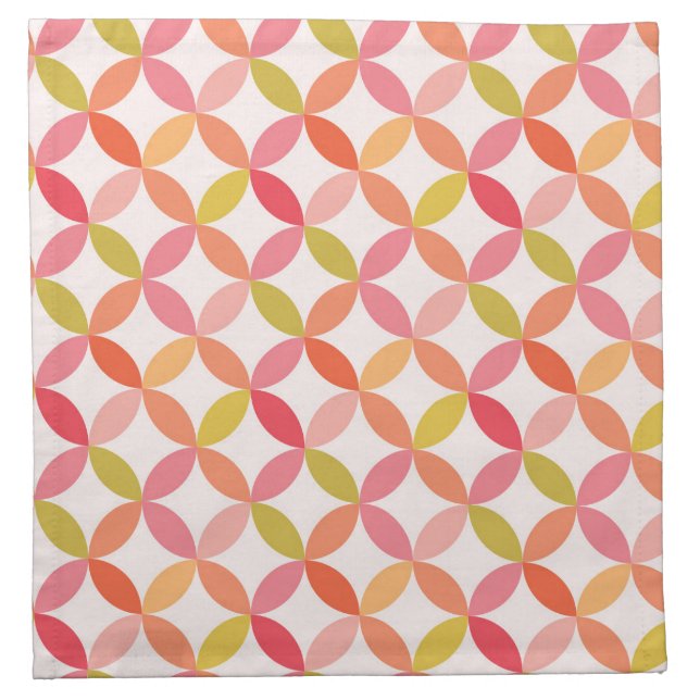Mid century modern pink red orange Circles  Cloth Napkin (Front)