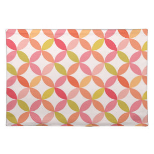Mid century modern pink red orange Circles Cloth Placemat