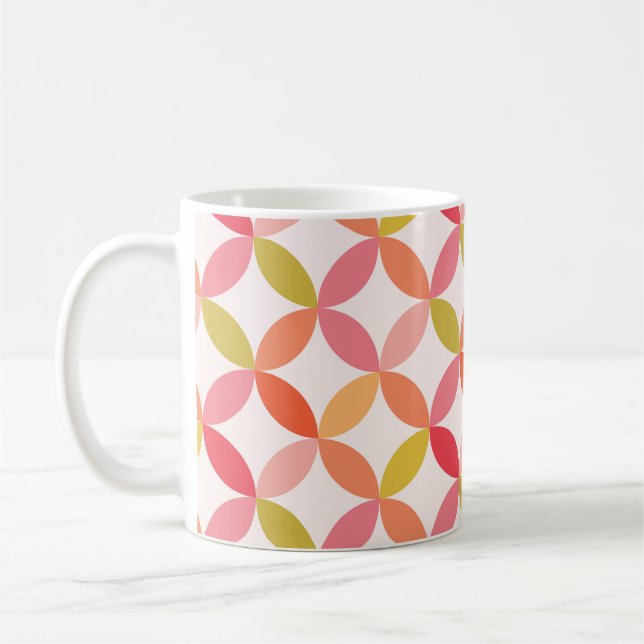 Mid Century Modern Pink Red Orange Circles  Coffee Mug (Left)