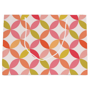 Mid century Modern Pink Red orange Circles Large Gift Bag