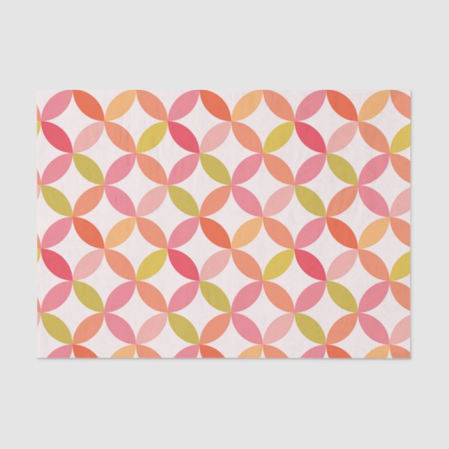 Mid century modern pink red orange Circles  Tissue Paper (Front)