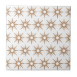 Mid-Century Modern Pink Starburst Pattern Ceramic Tile<br><div class="desc">Mid-century modern inspired design featuring vintage pattern of retro pink starbursts on a white background. Simple, clean modern design. Create your own custom pattern by uploading a new image, or use the "message" button to contact the designer for help. To create your own patterned design: 1. Select personalize this template....</div>