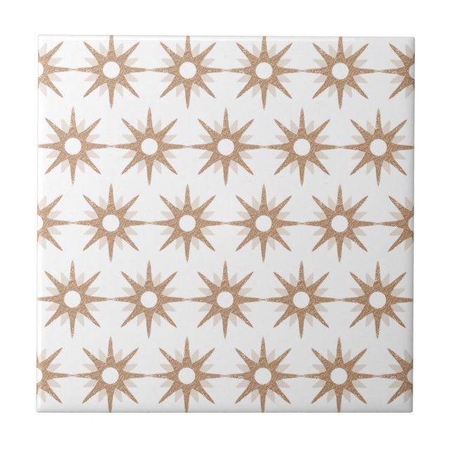 Mid-Century Modern Pink Starburst Pattern Ceramic Tile (Front)