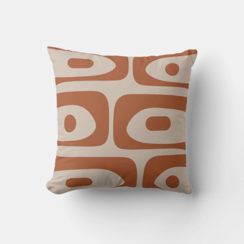 Mid Century Modern Piquet Abstract Pattern in Clay Throw Pillow