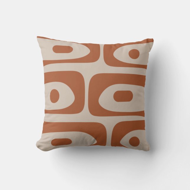 Mid Century Modern Piquet Abstract Pattern in Clay Throw Pillow (Front)