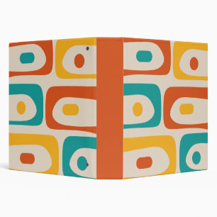 Mid Century Modern Piquet Abstract Pattern Orange 3 Ring Binder