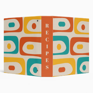 Mid Century Modern Piquet Abstract Pattern Orange 3 Ring Binder