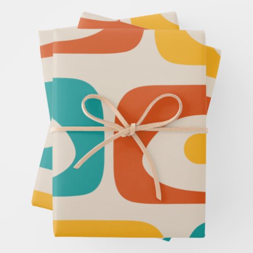 Mid Century Modern Piquet Abstract Pattern Wrapping Paper Sheets