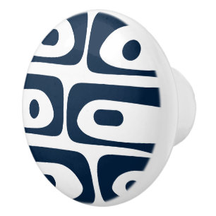 Mid-century Modern Piquet Minimalist Navy Ceramic Knob