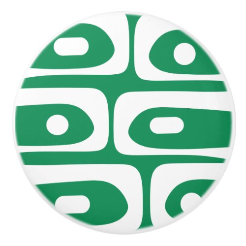 Mid_century Modern Piquet Minimalist Pattern Green Ceramic Knob