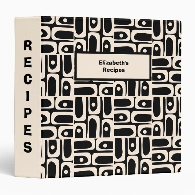 Mid-Century Modern Piquet Minimalist Personalized 3 Ring Binder (Front/Spine)