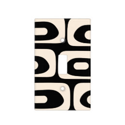 Mid Century Modern Piquet Pattern Black and Cream Light Switch Cover