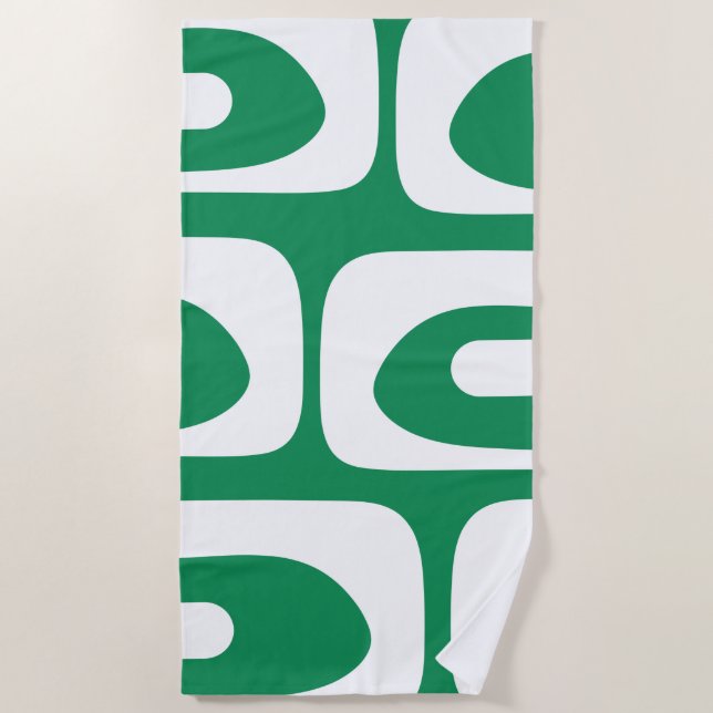 Mid Century Modern Piquet Pattern in Kelly Green Beach Towel (Front)