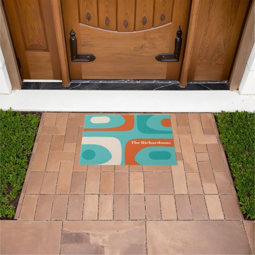 Mid_century Modern Piquet Pattern Personalized Doormat