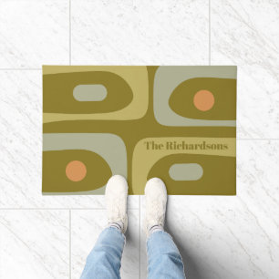 Mid Century Modern Piquet Pattern Personalized Doormat
