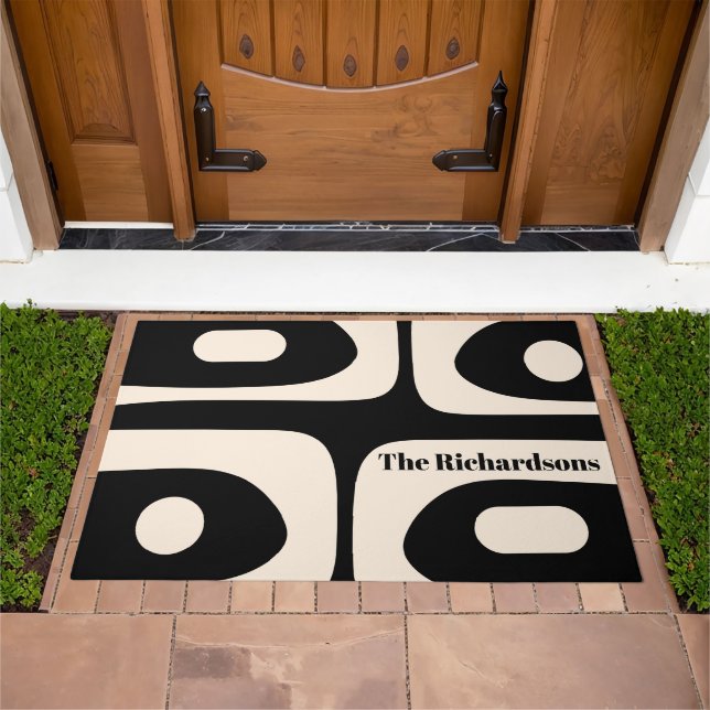 Mid-century Modern Piquet Pattern Personalized Doormat (Outdoor)