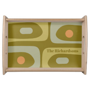 Mid Century Modern Piquet Pattern Personalized Serving Tray