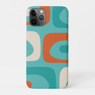 Mid-century Modern Piquet Pattern Teal Orange iPhone 11 Pro Case