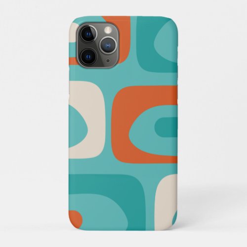 Mid_century Modern Piquet Pattern Teal Orange iPhone 11 Pro Case