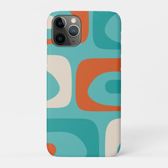 Mid-century Modern Piquet Pattern Teal Orange Case-Mate iPhone Case (Back)