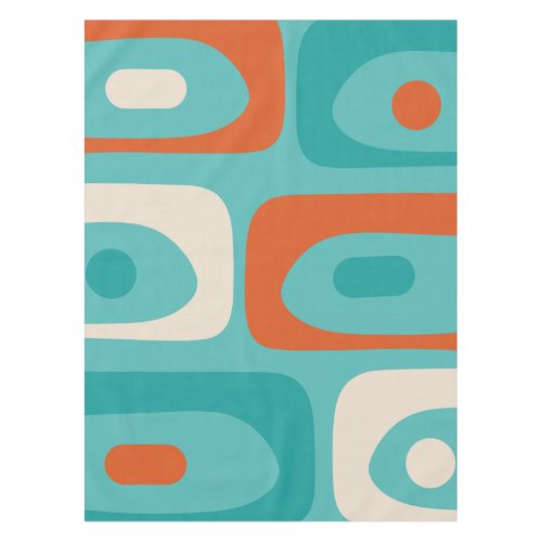 Mid_century Modern Piquet Pattern Teal Orange Tablecloth