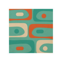 Mid-century Modern Piquet Pattern Teal Orange