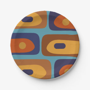 Mid Century Modern Piquet Retro Abstract Pattern Paper Plates