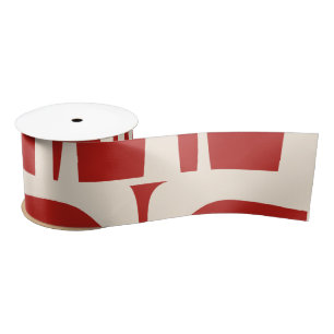 Mid-Century Modern Piquet Retro Pattern Red Satin Ribbon
