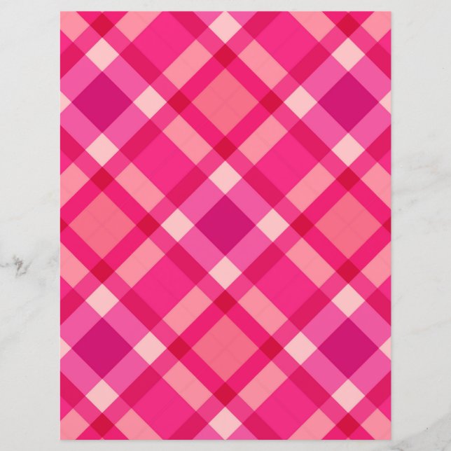 Mid-Century Modern Plaid, Fuchsia Pink and Wine (Front)