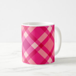 Mid-Century Modern Plaid, Fuchsia Pink and Wine Coffee Mug
