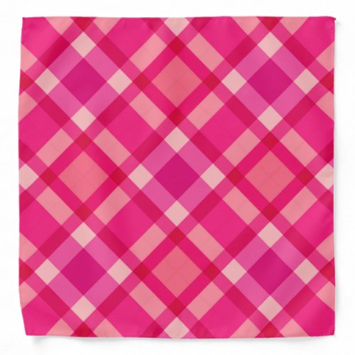 Mid_Century Modern Plaid Fuchsia Pink  Coral Red Bandana