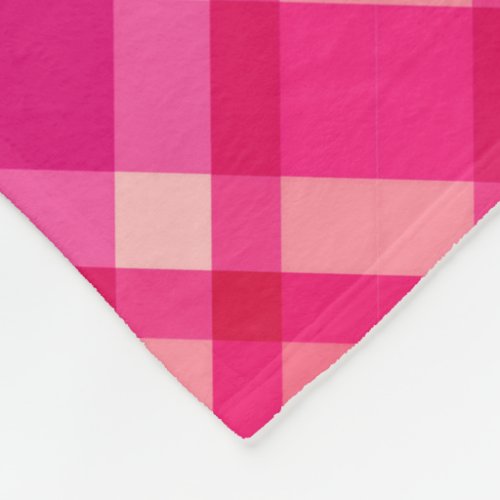 Mid_Century Modern Plaid Fuchsia Pink  Coral Red Fleece Blanket