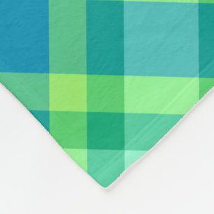 Mid-Century Modern Plaid, Jade Green & Turquoise Fleece Blanket