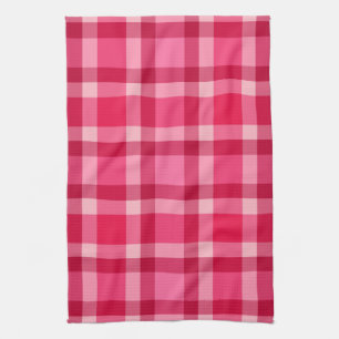 Mid-Century Modern Plaid - Pink and Wine Towel