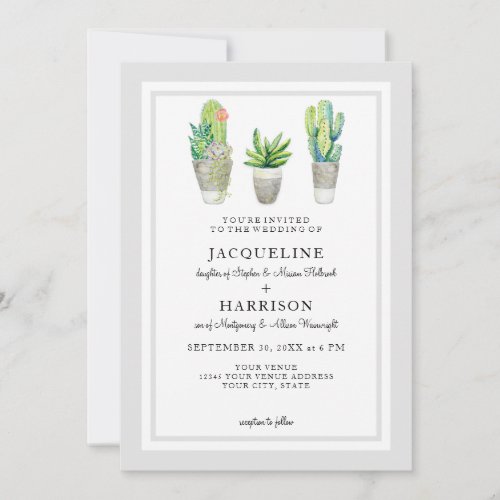 Mid Century Modern Plaid Watercolor Western Desert Invitation