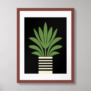 Mid Century Modern Planted Palm Framed Art