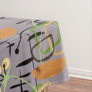 Mid Century Modern Plants in Wooden Bowls Tablecloth