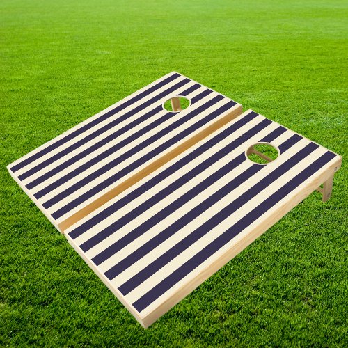 Mid_Century Modern Polo Striping Midnight Ocean Cornhole Set