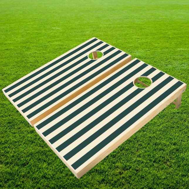 Mid-Century Modern Polo Striping Sage Green Cornhole Set (Creator Uploaded)